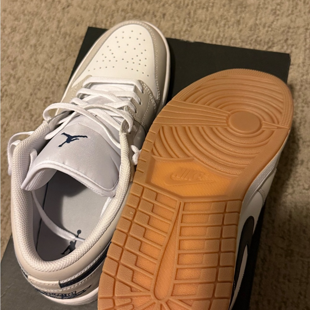 Jordan 1 low White, Grey, Navy Blue- New Never Worn - Picture 4 of 5